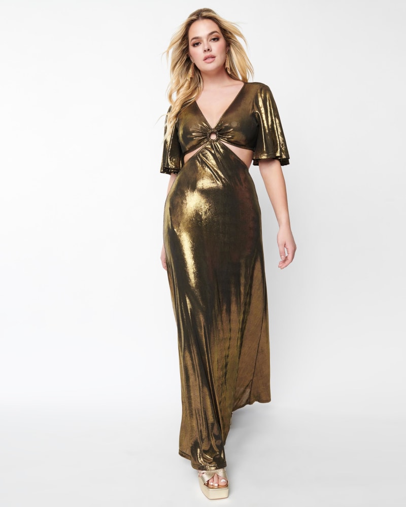 Metallic gold deals knit dress